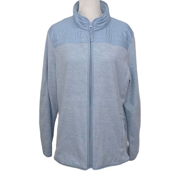Talbots Blue Zip-Up Fleece Jacket Size Large Blue Quilted Fleece Jacket - Picture 1 of 6